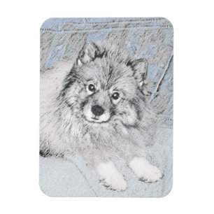 Keeshond Beth Painting - Niedliche Originalkunst d Magnet