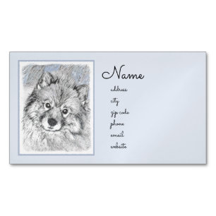 Keeshond Beth Painting - Niedliche Originalkunst d Magnetische Visitenkarte