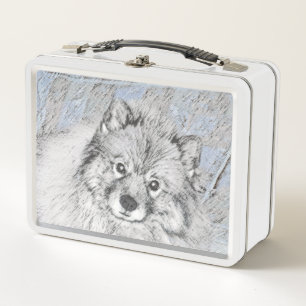 Keeshond Beth Painting - Niedliche Originalkunst d Metall Brotdose