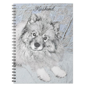 Keeshond Beth Painting - Niedliche Originalkunst d Notizblock