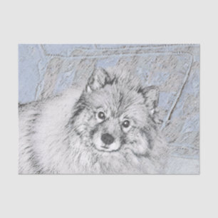 Keeshond Beth Painting - Niedliche Originalkunst d Seidenpapier