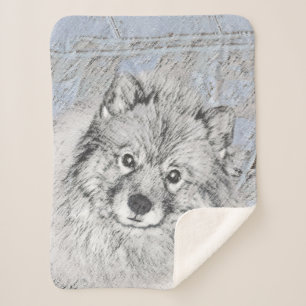 Keeshond Beth Painting - Niedliche Originalkunst d Sherpadecke