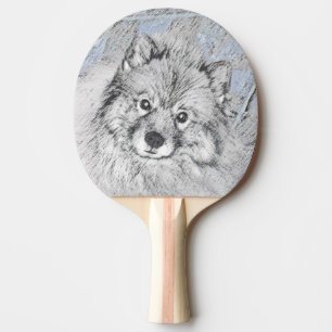 Keeshond Beth Painting - Niedliche Originalkunst d Tischtennis Schläger