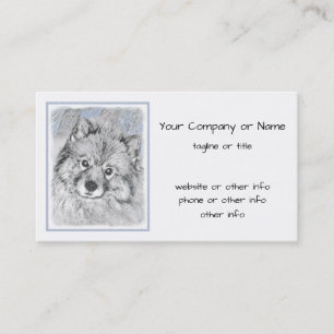 Keeshond Beth Painting - Niedliche Originalkunst d Visitenkarte
