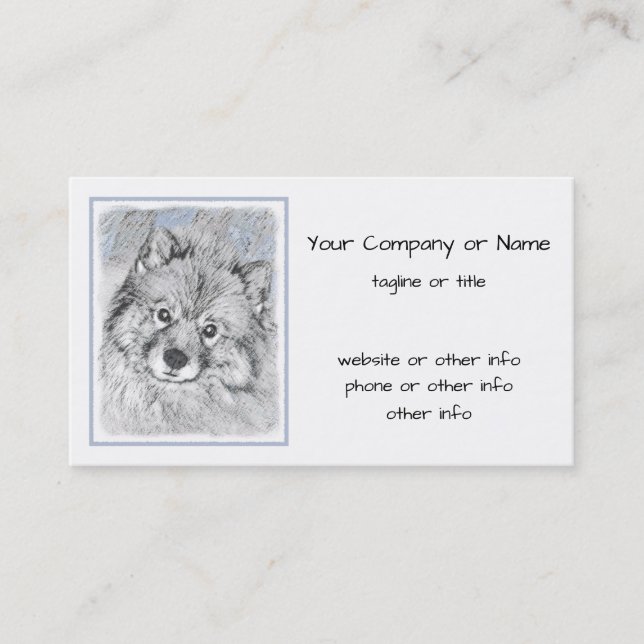 Keeshond Beth Painting - Niedliche Originalkunst d Visitenkarte (Vorderseite)
