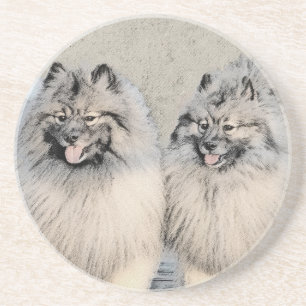 Keeshond Brothers Painting - Original Dog Art Getränkeuntersetzer