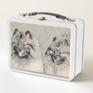 Keeshond Brothers Painting - Original Dog Art Metall Brotdose