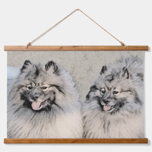 Keeshond Brothers Painting - Original Dog Art Wandteppich Mit Holzrahmen