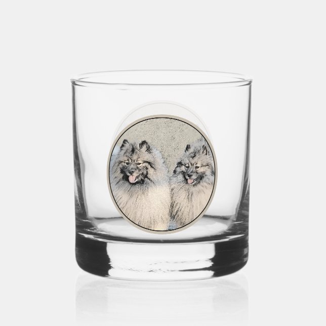 Keeshond Brothers Painting - Original Dog Art Whiskyglas (Vorderseite)