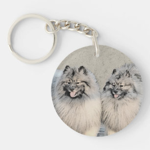 Keeshond Brothers Painting - Original Hund Art Schlüsselanhänger