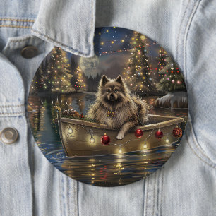 Keeshond Christmas Festive Voyage Button