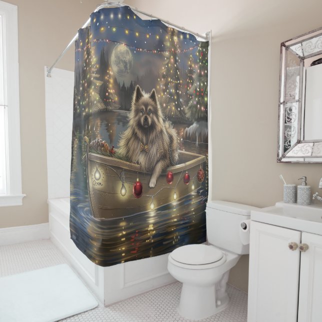Keeshond Christmas Festive Voyage Duschvorhang (Beispiel)