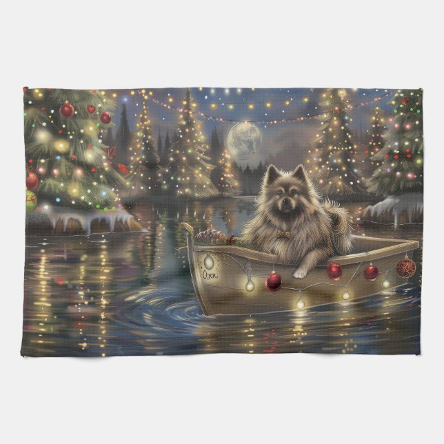 Keeshond Christmas Festive Voyage Geschirrtuch (Horizontal)