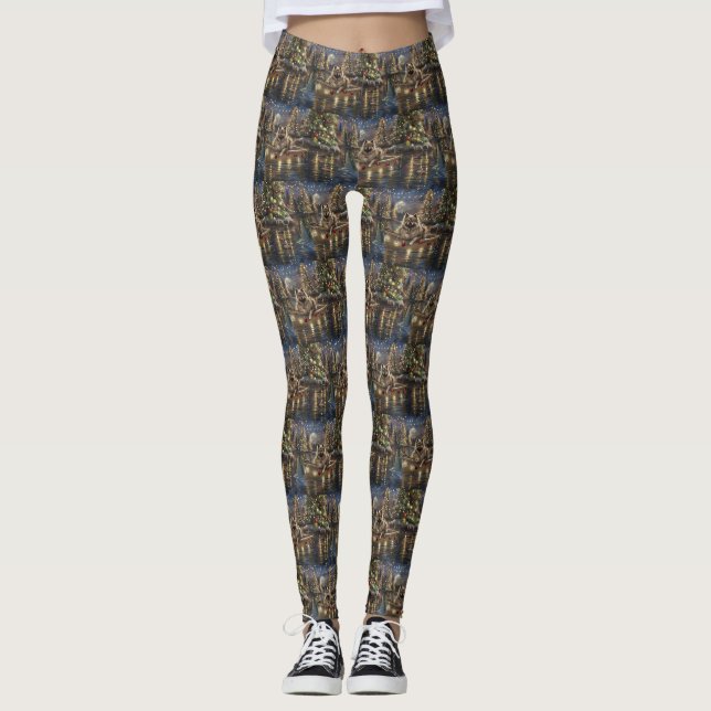 Keeshond Christmas Festive Voyage Leggings (Vorderseite)