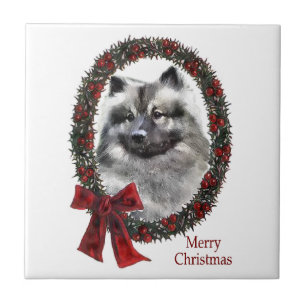 Keeshond Christmas Fliese