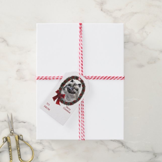 Keeshond Christmas Geschenkanhänger (Mit Garn)