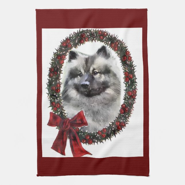 Keeshond Christmas Geschenke Geschirrtuch (Vertikal)
