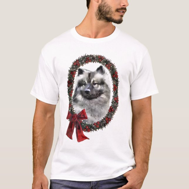 Keeshond Christmas Geschenke T-Shirt (Vorderseite)