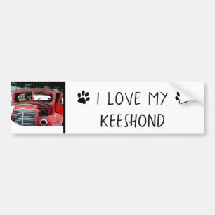 Keeshond Christmas Old Truck Malerei Hund Art Autoaufkleber