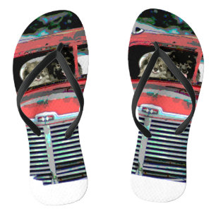 Keeshond Christmas Old Truck Malerei Hund Art Flip Flops