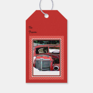 Keeshond Christmas Old Truck Malerei Hund Art Geschenkanhänger