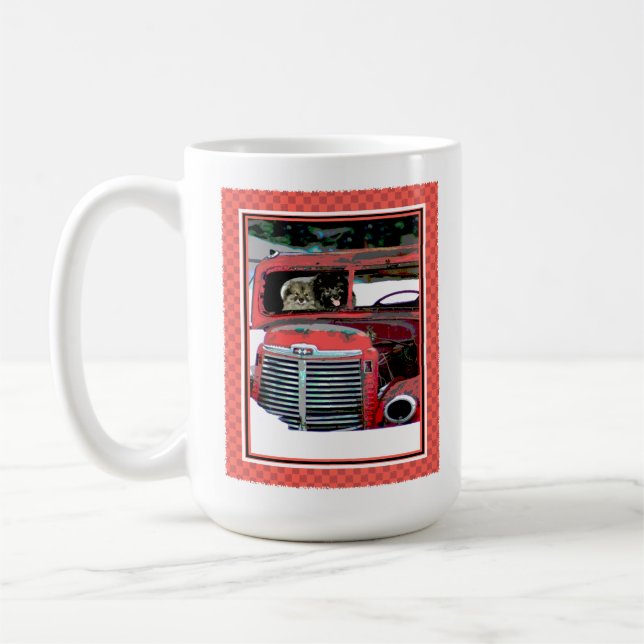 Keeshond Christmas Old Truck Malerei Hund Art Kaffeetasse (Links)
