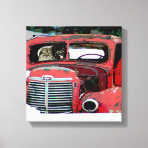 Keeshond Christmas Old Truck Malerei Hund Art Leinwanddruck