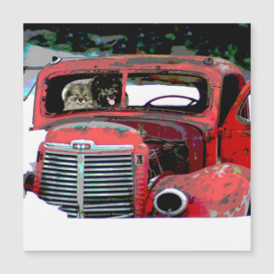 Keeshond Christmas Old Truck Malerei Hund Art Magnetkarte