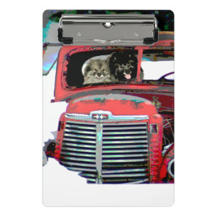 Keeshond Christmas Old Truck Malerei Hund Art Mini Klemmbrett