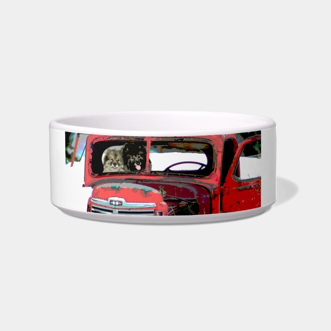 Keeshond Christmas Old Truck Malerei Hund Art Napf (Rechts)