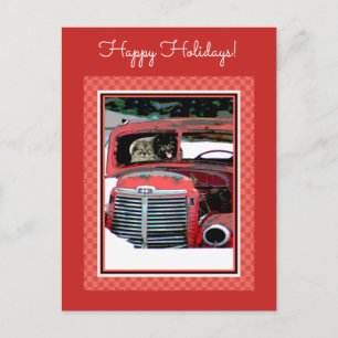 Keeshond Christmas Old Truck Malerei Hund Art Postkarte