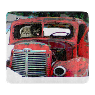 Keeshond Christmas Old Truck Malerei Hund Art Schneidebrett