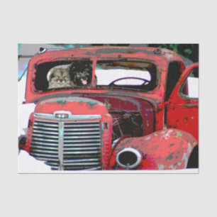 Keeshond Christmas Old Truck Malerei Hund Art Seidenpapier
