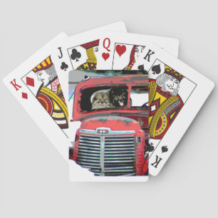 Keeshond Christmas Old Truck Malerei Hund Art Spielkarten