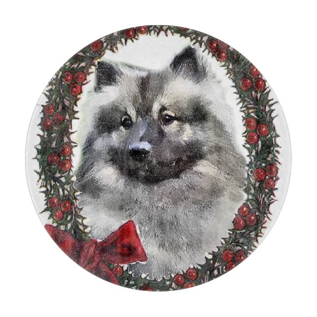 Keeshond Christmas Schneidebrett (Vorderseite)