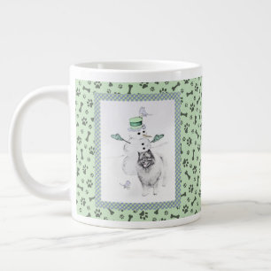 Keeshond Christmas Snowman Painting Dog Art Jumbo-Tasse