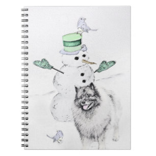 Keeshond Christmas Snowman Painting Dog Art Notizblock