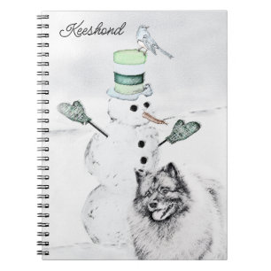 Keeshond Christmas Snowman Painting Dog Art Notizblock