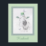 Keeshond Christmas Snowman Painting Dog Art Postkarte<br><div class="desc">Keeshond Weihnachten Snowman Hund Portrait, Original-Bild. Wir sind auf niedliche und lustige Originalkunst spezialisiert, die wir für Sie selbst oder als Geschenk für Ihre Keeshond-Freunde kaufen können. Seien Sie kreativ - klicken Sie auf KENNEN, um Text hinzuzufügen/zu entfernen/zu ändern, das Bild zu verändern, Farben zu ändern oder alles andere, was...</div>