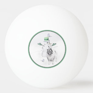 Keeshond Christmas Snowman Painting Dog Art Tischtennisball