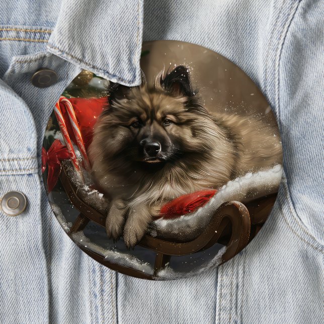keeshond Dog Christmas Festive Button (Beispiel)