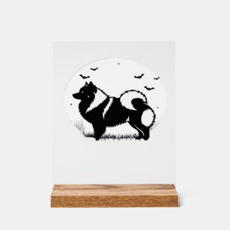 Keeshond Dog � Halloween Moon Silhouette Classic T Acrylschild