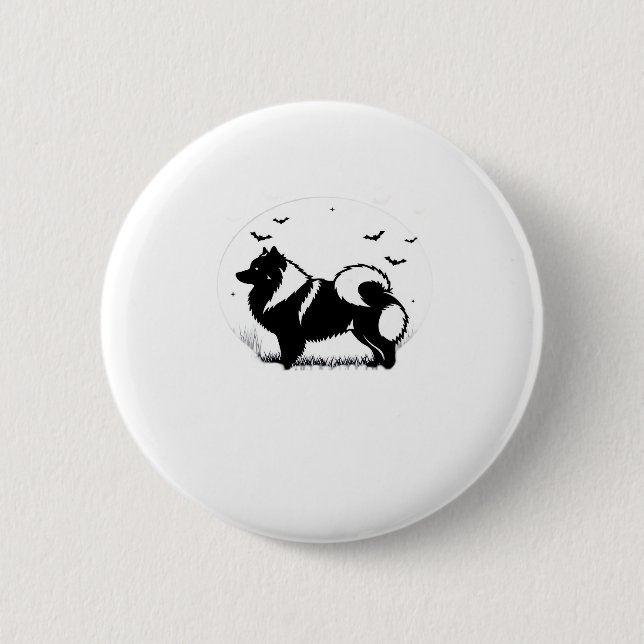 Keeshond Dog � Halloween Moon Silhouette Classic T Button (Vorderseite)