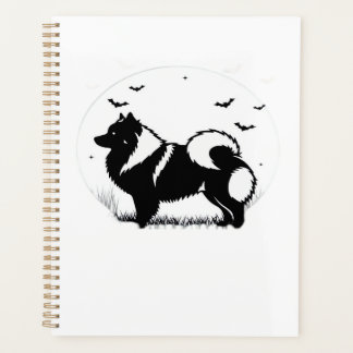 Keeshond Dog � Halloween Moon Silhouette Classic T Planer