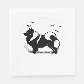 Keeshond Dog � Halloween Moon Silhouette Classic T Serviette