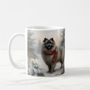 Keeshond Dog in Schneehocht Kaffeetasse