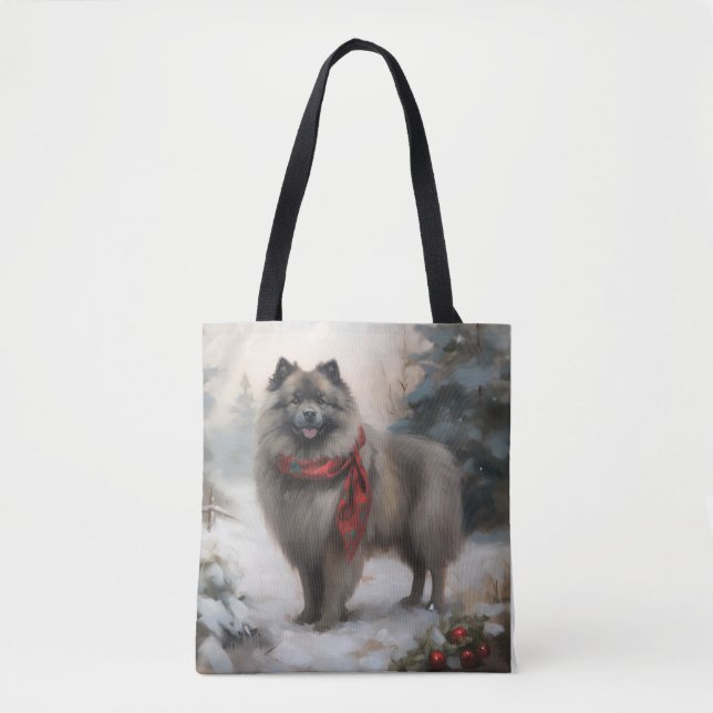 Keeshond Dog in Schneehocht Tasche (Vorderseite)