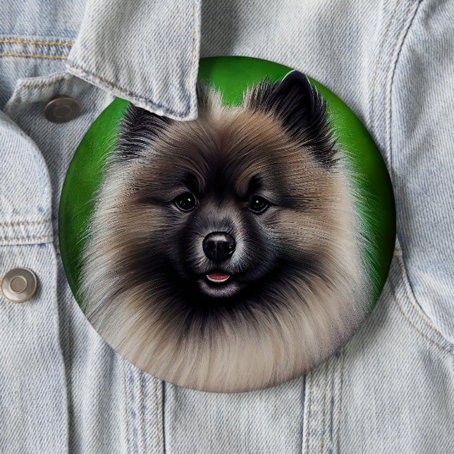 Keeshond Dog in St. Patrick's Day Dress Button (Beispiel)