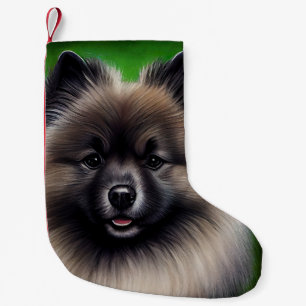 Keeshond Dog in St. Patrick's Day Dress Kleiner Weihnachtsstrumpf
