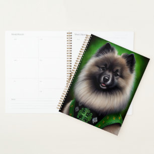 Keeshond Dog in St. Patrick's Day Dress Planer